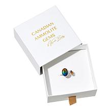 Canadian Ammolite Gems Sterling Silver Oval Ammolite and Multigem Ring