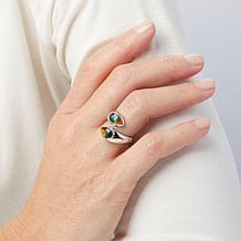 Canadian Ammolite Gems Sterling Silver Pear Ammolite Bypass Ring