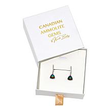 Canadian Ammolite Gems Trilliant-Cut Ammolite and White Topaz Earrings