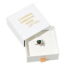 Canadian Ammolite Gems Trilliant-Cut Ammolite and White Topaz Ring
