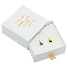 Canadian Ammolite Gems Trilliant-Cut Ammolite and White Topaz Earrings