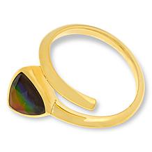 Canadian Ammolite Gems Trilliant-Cut Ammolite Bypass Ring