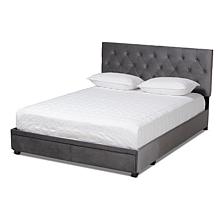 Caronia Velvet Fabric Upholstered 2-Drawer Platform Storage Bed - King
