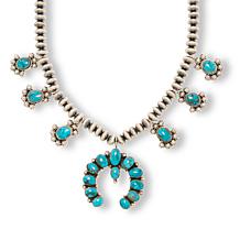 Chaco Canyon 21-3/8" Kingman Turquoise Squash Blossom Station Necklace