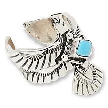 Chaco Canyon Campitos Turquoise Thunderbird Adjustable Ring
