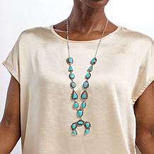 Chaco Canyon Kingman Turquoise Circle & Triangle Lariat Necklace
