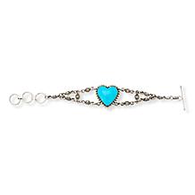 Chaco Canyon Kingman Turquoise Heart-Design Rolo-Chain Bracelet