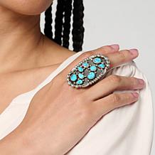 Chaco Canyon Kingman Turquoise Mixed Cut Cluster Ring