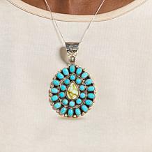 Chaco Canyon Large Cluster Sleeping Beauty Turquoise Pendant