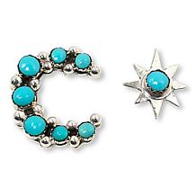 Chaco Canyon Moon & Star Campitos Turquoise Sterling Silver Earrings