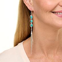 Chaco Canyon Oval Campitos Turquoise Silver Dangle Earrings