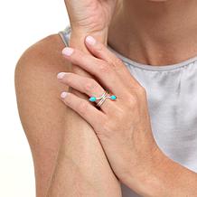 Chaco Canyon Pear-Shaped Sleeping Beauty Turquoise 2-Stone Bypass Ring