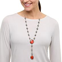 Chaco Canyon Silver Bead and Gemstone Y-Shaped Necklace