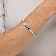 Chaco Canyon Sleeping Beauty Turquoise Engraved Bangle Bracelet