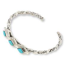 Chaco Canyon Sterling Silver 3-Stone Campitos Turquoise Cuff Bracelet