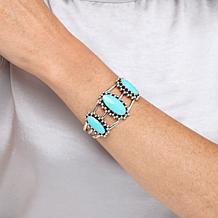 Chaco Canyon Sterling Silver Blue Campitos Turquoise Oval Beaded Cuff