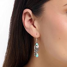 Chaco Canyon Sterling Silver Campitos Turquoise "Feather" Earrings