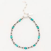 Chaco Canyon Sterling Silver Kingman Turquoise Bead Bracelet