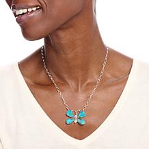 Chaco Canyon Sterling Silver Kingman Turquoise Butterfly Drop Necklace