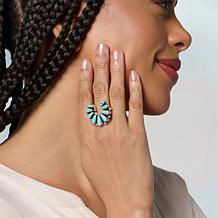 Chaco Canyon Sterling Silver Kingman Turquoise Cluster Naja Ring