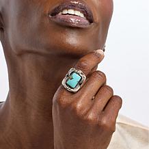 Chaco Canyon Sterling Silver Kingman Turquoise Leaf Ring