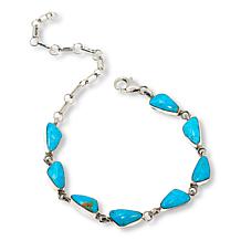 Chaco Canyon Sterling Silver Kingman Turquoise Station Link Bracelet