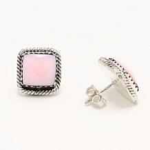 Chaco Canyon Sterling Silver Pink Conch Shell Square Stud Earrings