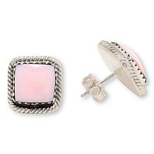 Chaco Canyon Sterling Silver Pink Conch Shell Square Stud Earrings