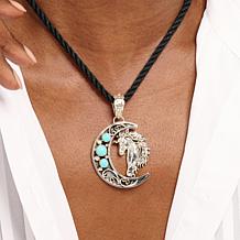 Chaco Canyon Sterling Silver Turquoise Crescent Moon & Horse Pendant