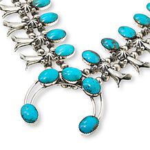 Chaco Canyon Sterling Silver Turquoise Squash Blossom Necklace