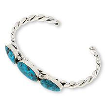 Chaco Canyon Turquoise or Red Spiny Oyster Shell 3-Stone Cuff Bracelet