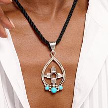 Chaco Canyon Zia Symbol Sleeping Beauty Turquoise Pendant