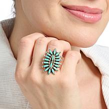 Chaco Canyon Zuni Petitepoint Campitos Turquoise Needlepoint Ring