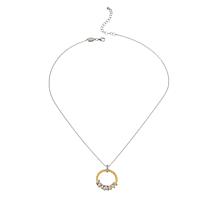 Charles Garnier Two-Tone CZ Braided Circle Pendant with Chain