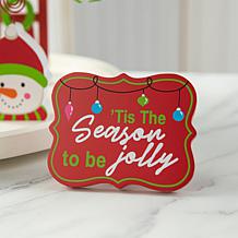 Christmas Signs and Santa Tiered Tray Table Decor - Set of 11
