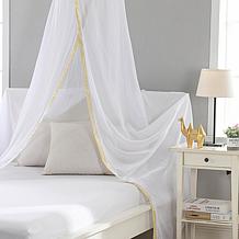Cleopatra Gold Sequin Round Plastic Hoop Sheer Mosquito Bed Canopy