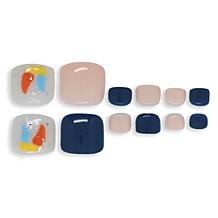 CliqOnU Beach Babe Nude/Navy Pedicure Press-On Toenails