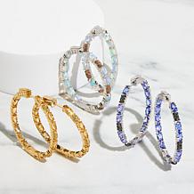 Colleen Lopez 1" Gemstone and Diamond Inside-Outside Hoop Earrings