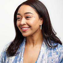 Colleen Lopez 1.5" Gemstone and Diamond Inside-Outside Hoop Earrings