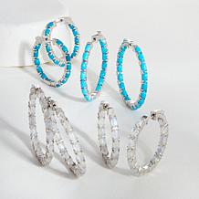 Colleen Lopez 1.5" Gemstone Inside-Outside Hoop Earrings