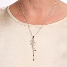 Colleen Lopez 18" Rubelite and White Zircon Lariat Necklace
