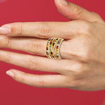 Colleen Lopez 18K Gold-Plated Multigemstone Rainbow Crossover Ring
