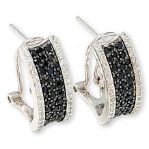 Colleen Lopez Black Spinel and White Zircon Half Hoop Earrings
