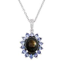 Colleen Lopez Black Star Sapphire and Tanzanite Pendant with Chain