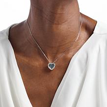 Colleen Lopez Blue and White Diamond Heart Necklace