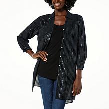 Colleen Lopez Button-Front Sequin Tunic