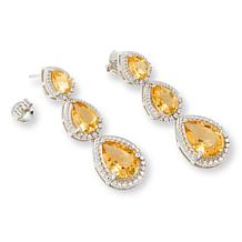 Colleen Lopez Citrine and White Zircon Pear-Shaped Dangle Earrings