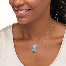 Colleen Lopez Composite Turquoise and White Zircon Pear Halo  Necklace