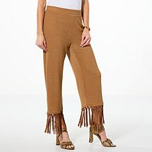 Colleen Lopez Cropped Pant with Knotted Fringe Hem 