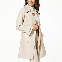 Colleen Lopez Faux Leather Coat with Ruffle Cuffs